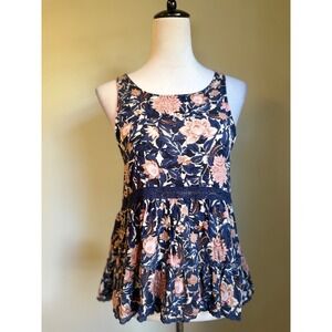 American Eagle Outfitters Floral Lace  Peplum Tank Top small boho whimsi Y2K